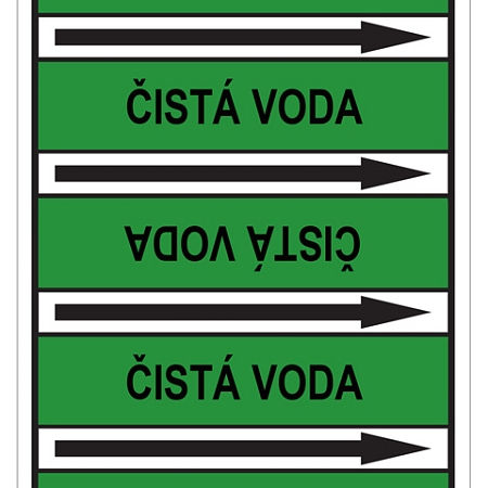 Značení potrubí, čistá voda, 100 × 60 mm, polyester